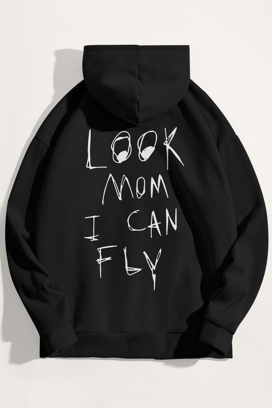 Levně Mikina s Kapucí, Barva Černá, s Potiskem I Can Fly