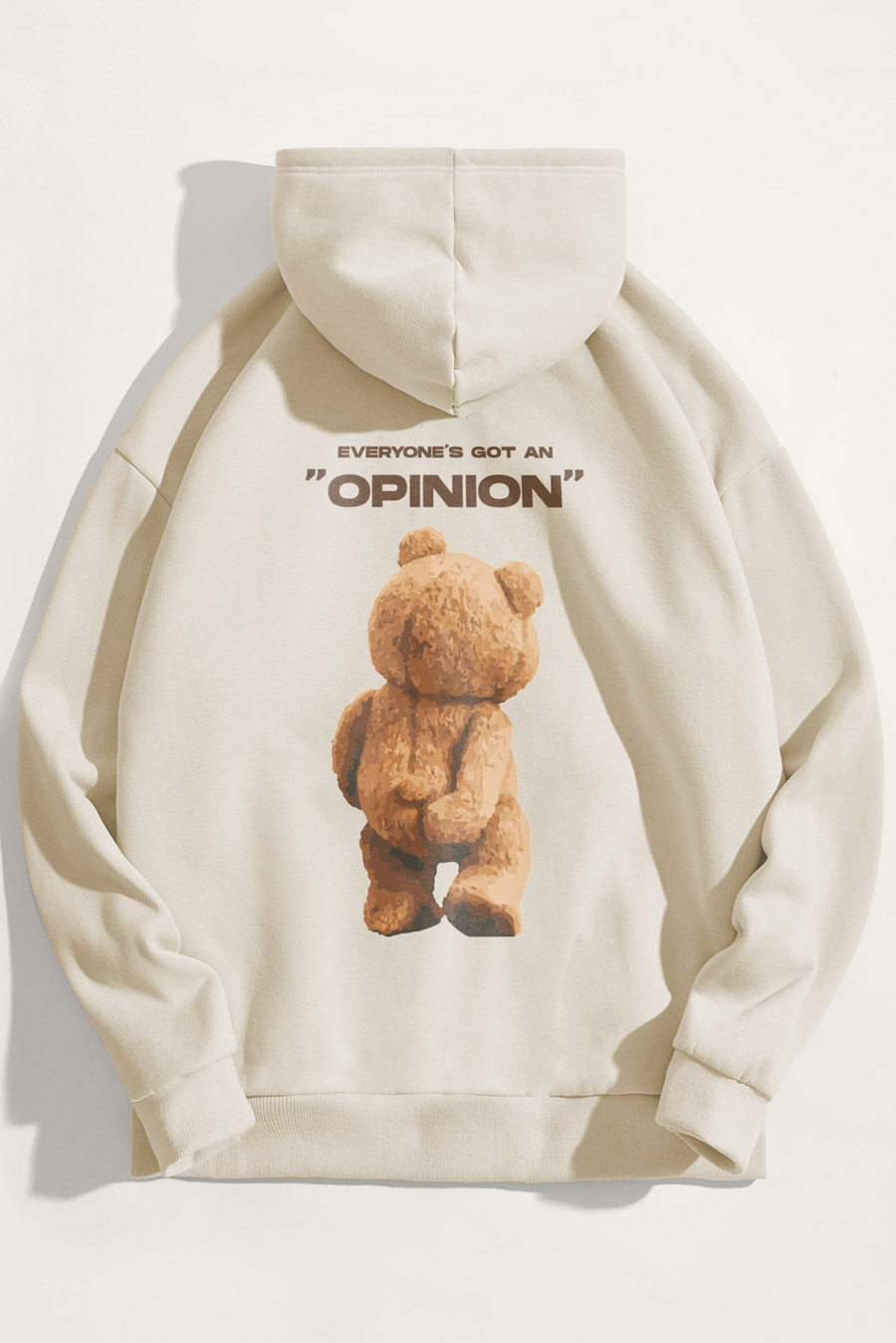 Levně Mikina s Kapucí, Barva Ekru, s Potiskem Everyones Got An Opinion