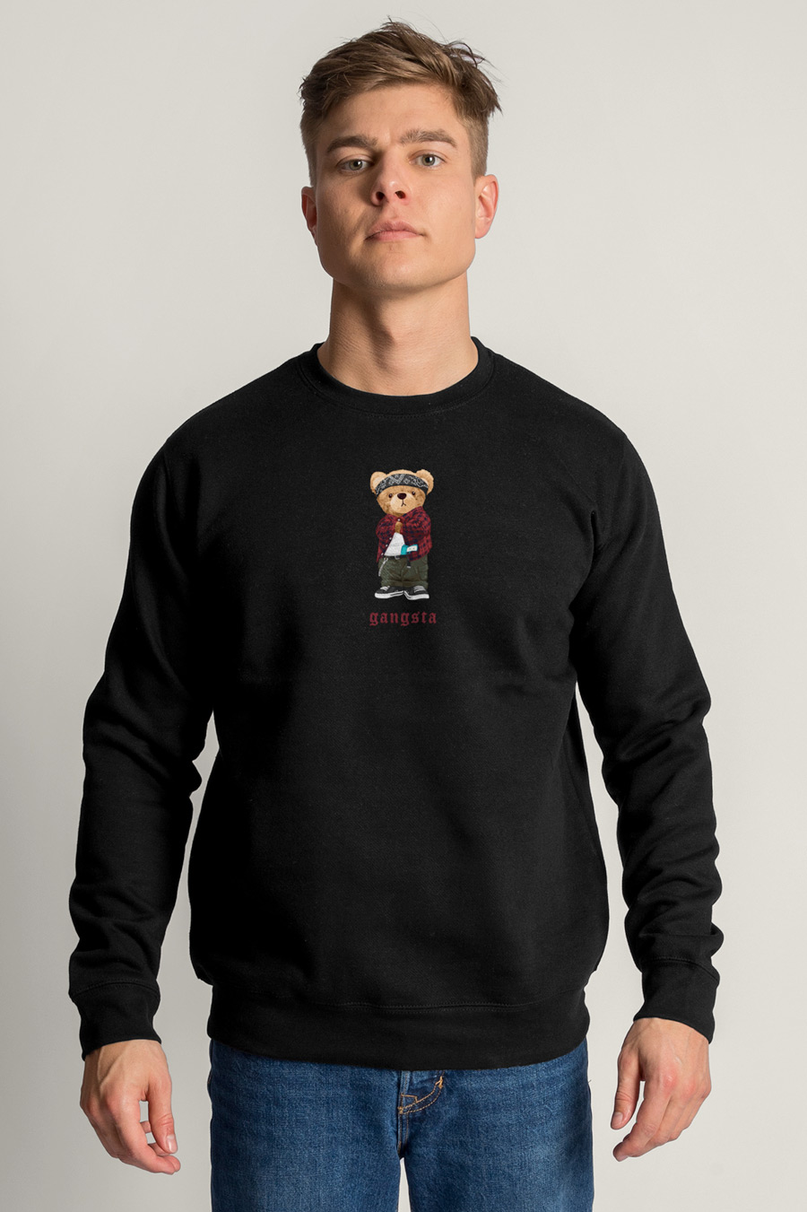 Levně Mikina, Barva Černá, s Potiskem Gangsta Teddy
