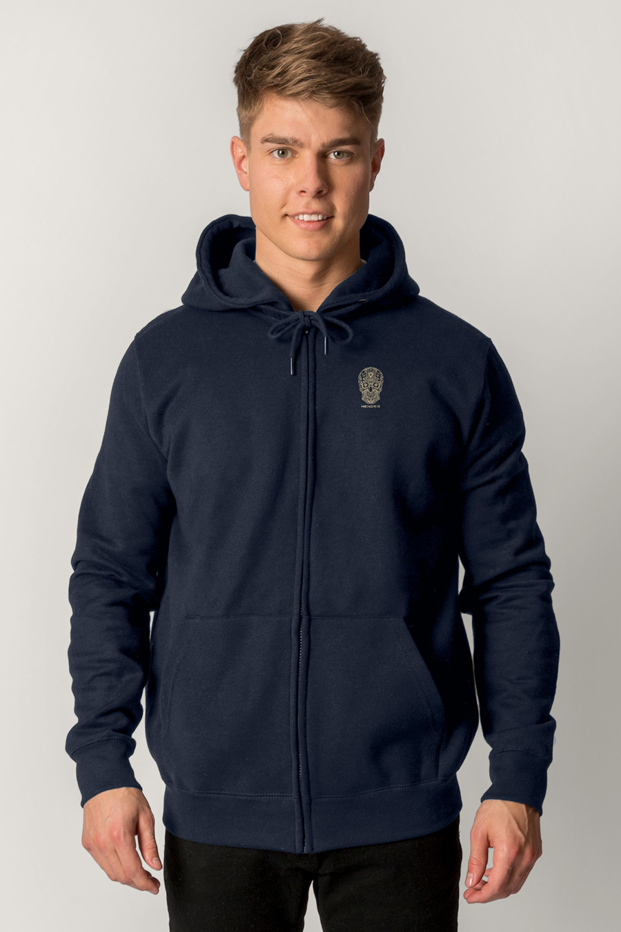 Levně Mikina s Kapucí na Zip, Barva Modrá, s Potiskem Bandoleros