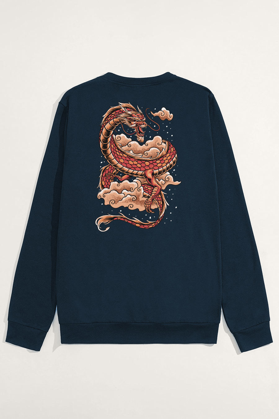 Levně Mikina, Barva Modrá, s Potiskem Japan Dragon