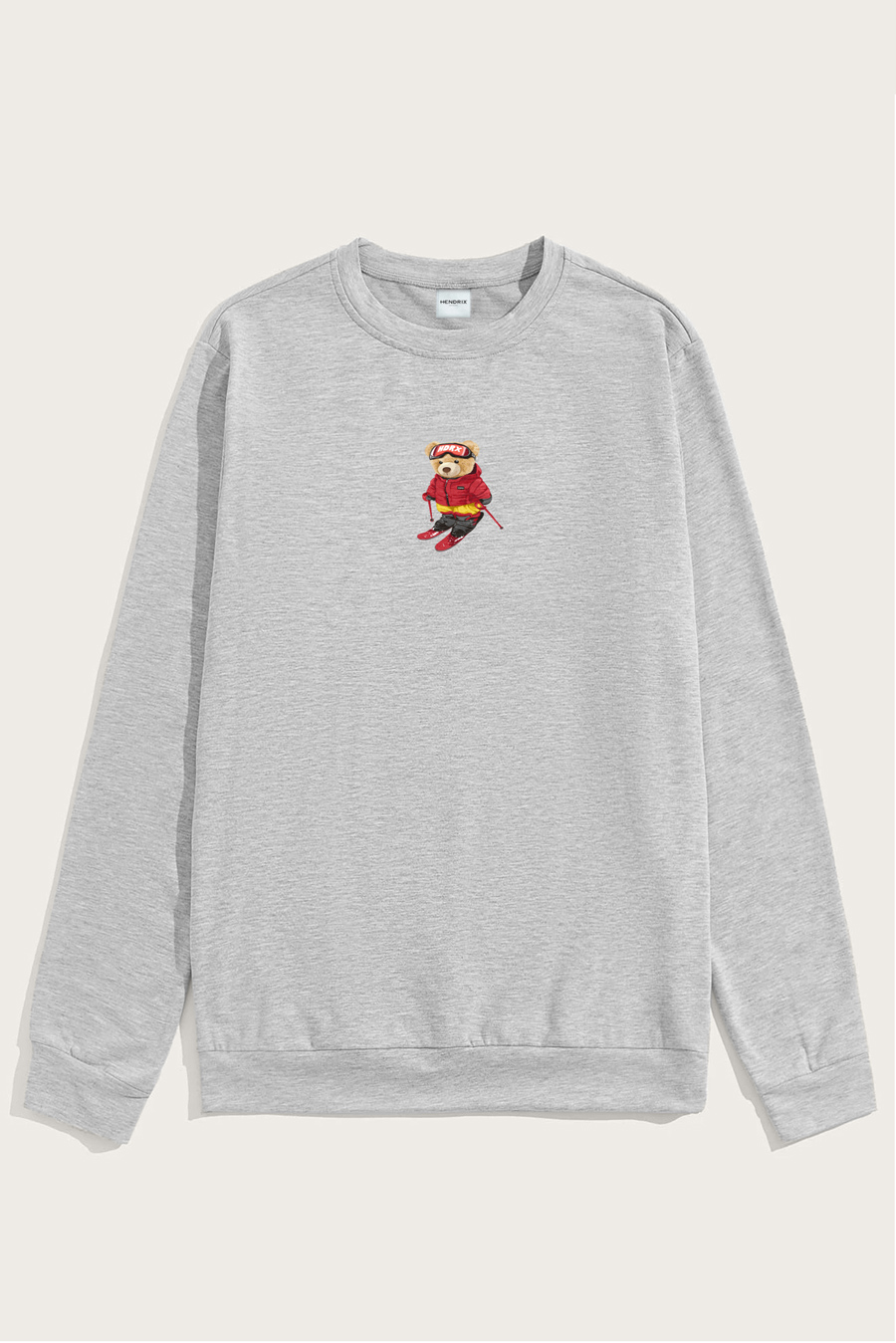 Levně Mikina, Barva Šedá, s Potiskem Skiing Teddy