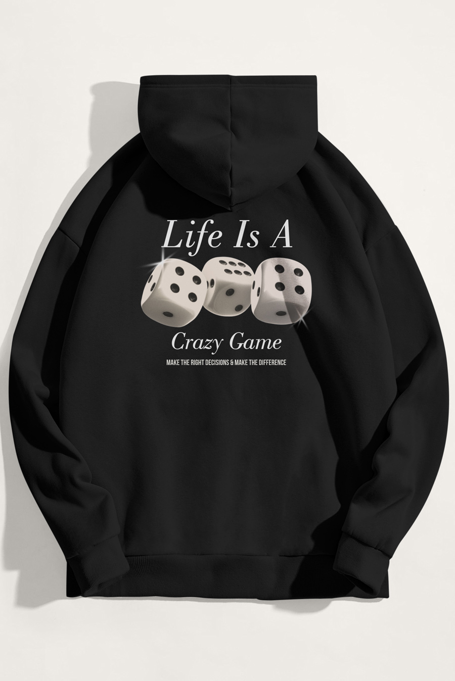 Levně Mikina s Kapucí, Barva Černá, s Potiskem Life Is A Game