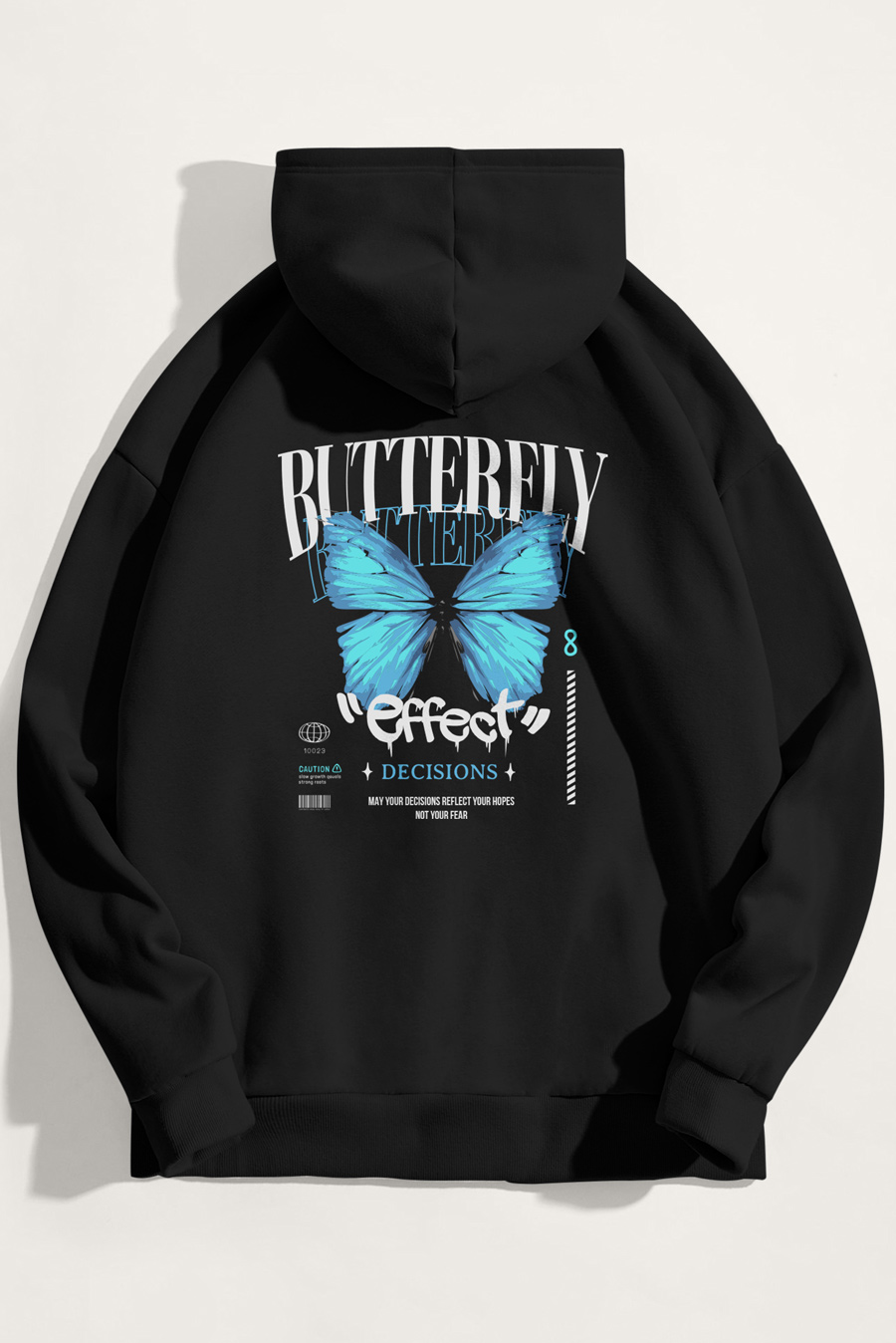 Levně Mikina s Kapucí, Barva Černá, s Potiskem Butterfly Effect
