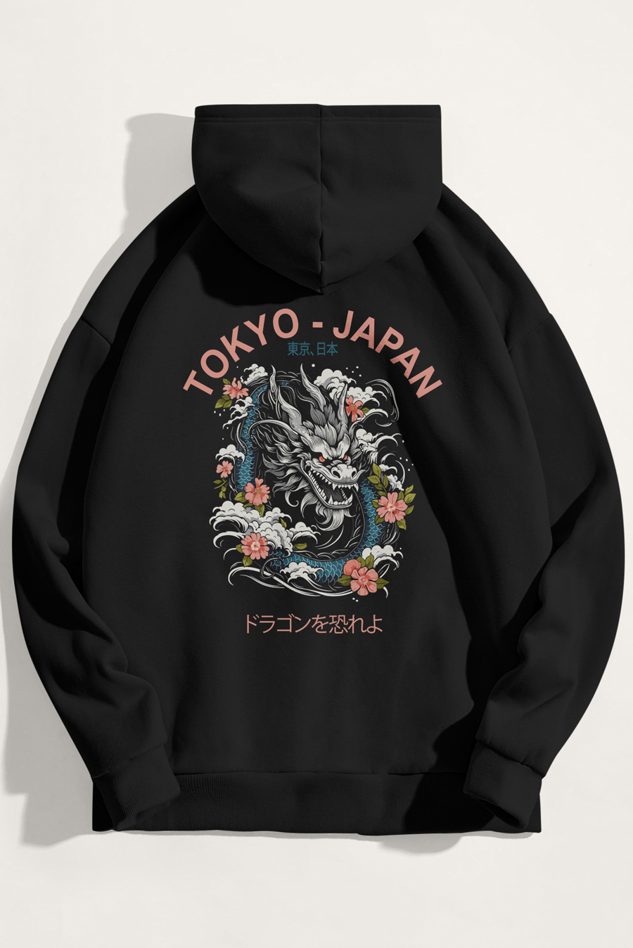 Levně Mikina s Kapucí, Barva Černá, s Potiskem Blue Dragon Japan
