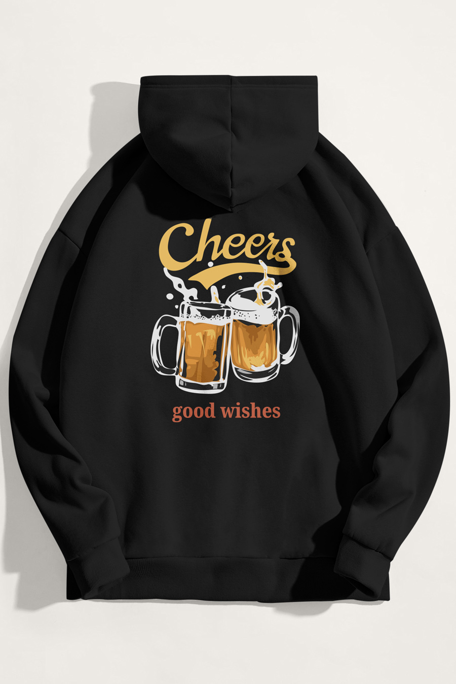 Levně Mikina s Kapucí, Barva Černá, s Potiskem Cheers