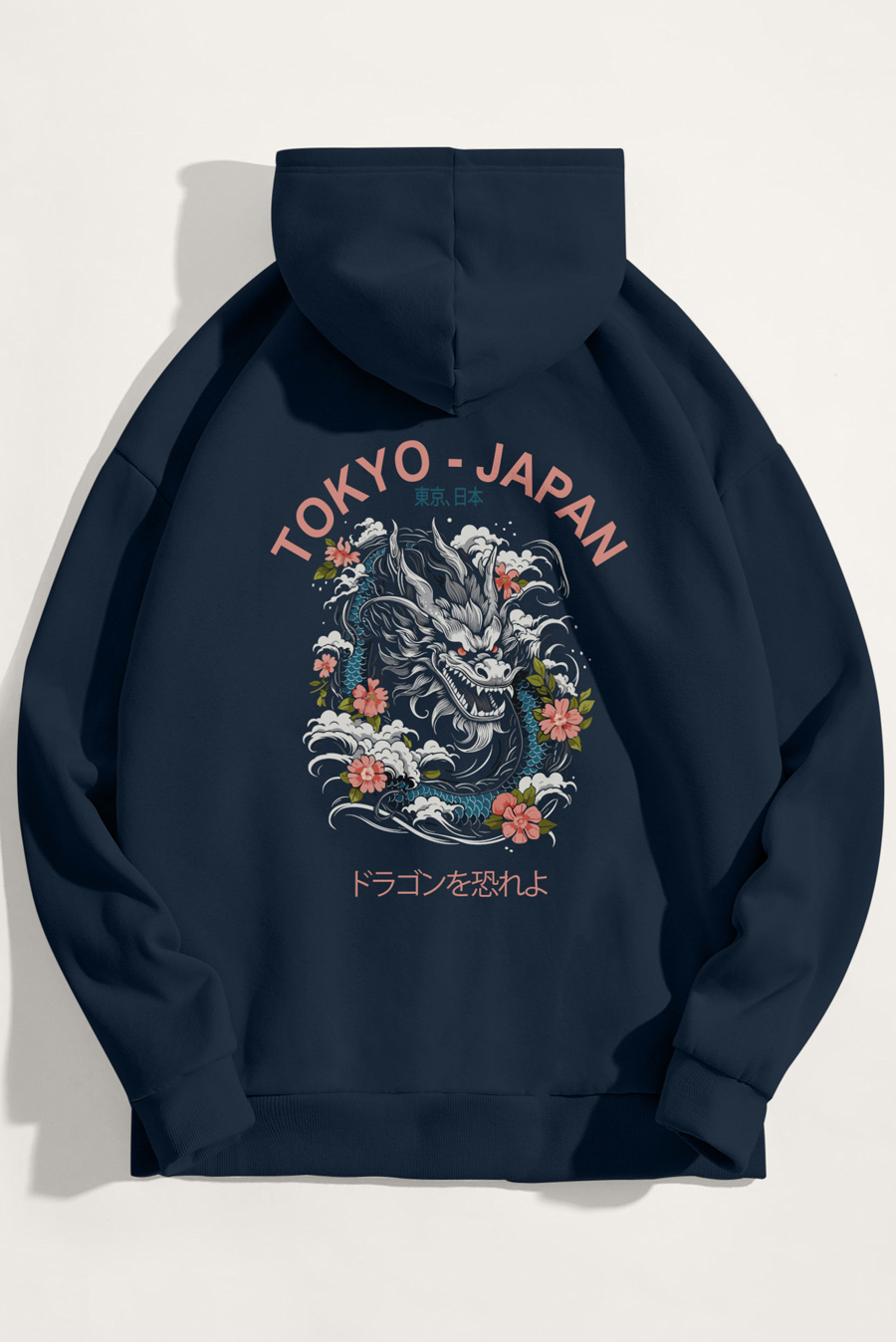 Levně Mikina s Kapucí, Barva Modrá, s Potiskem Blue Dragon Japan