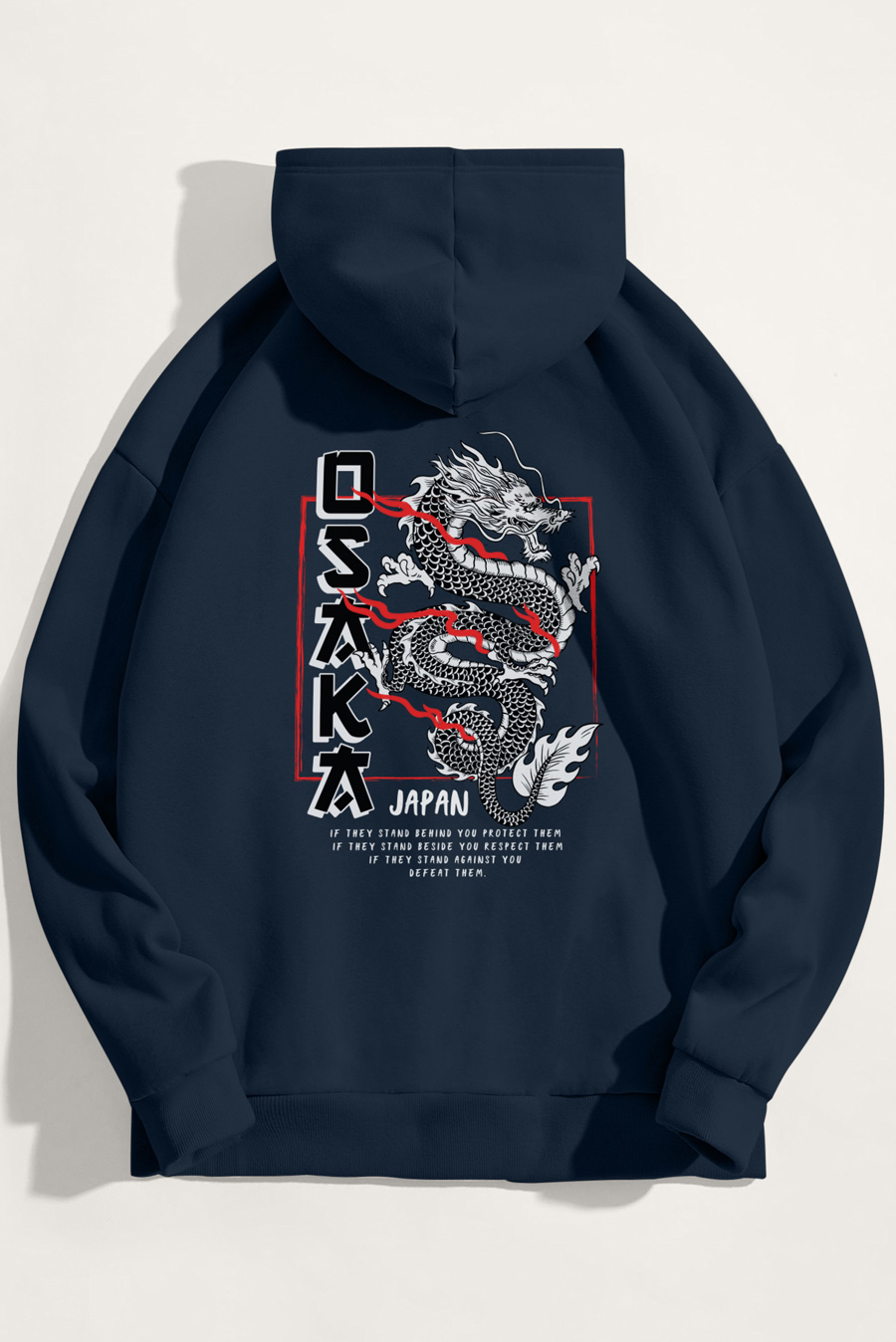 Levně Mikina s Kapucí, Barva Modrá, s Potiskem Osaka