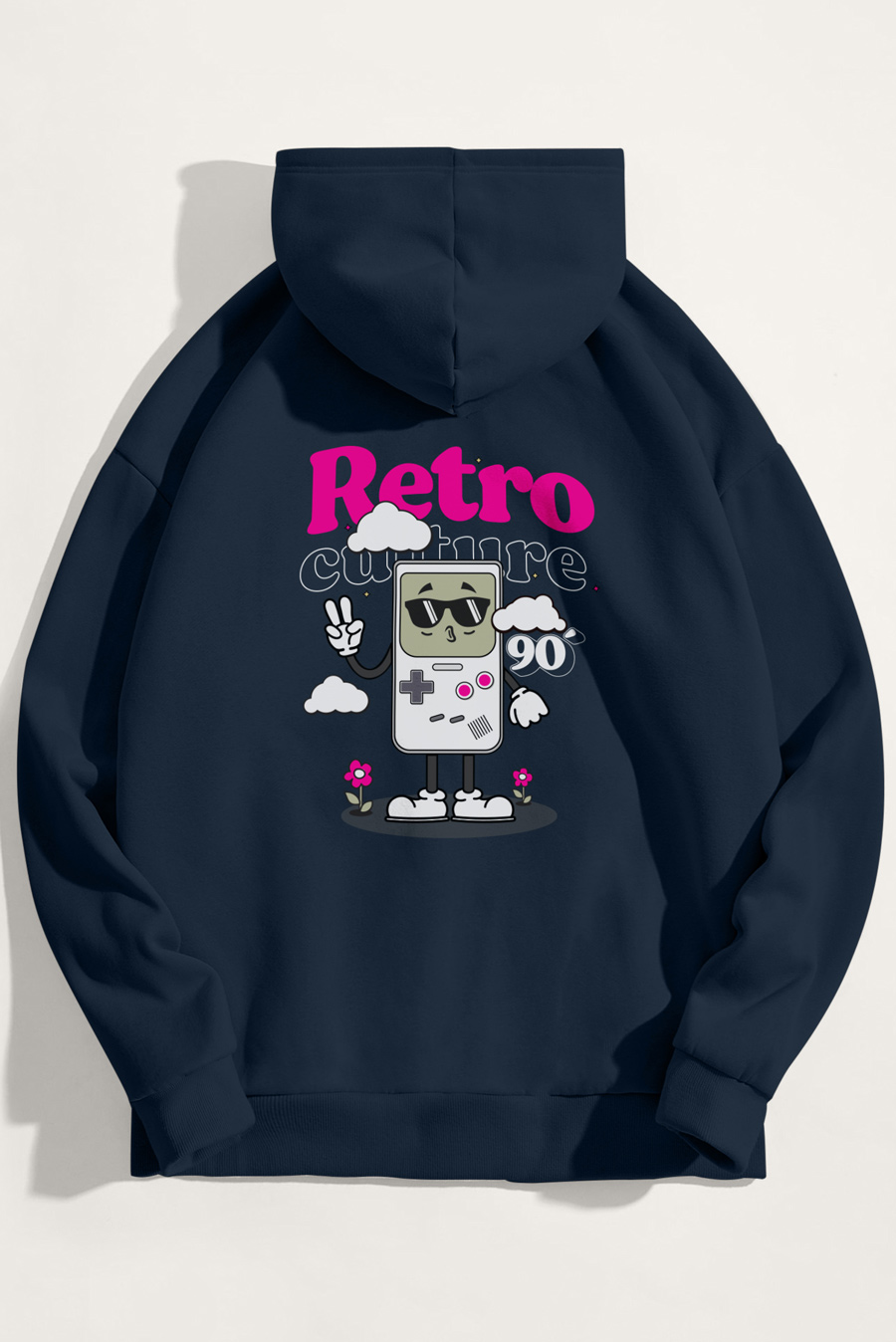 Levně Mikina s Kapucí, Barva Modrá, s Potiskem 90s Retro Culture