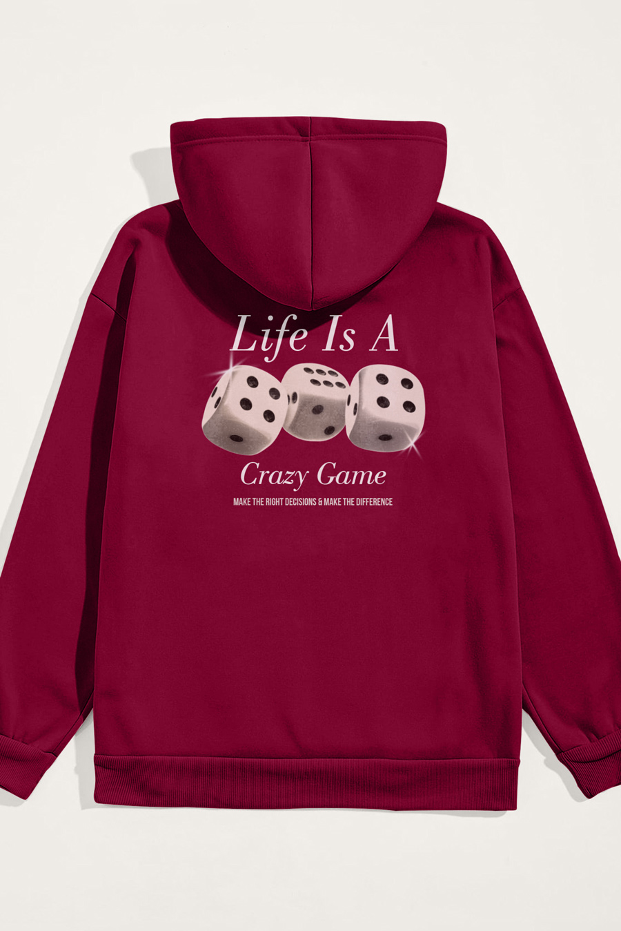 Levně Mikina s Kapucí, Barva Bordó, s Potiskem Life Is A Game