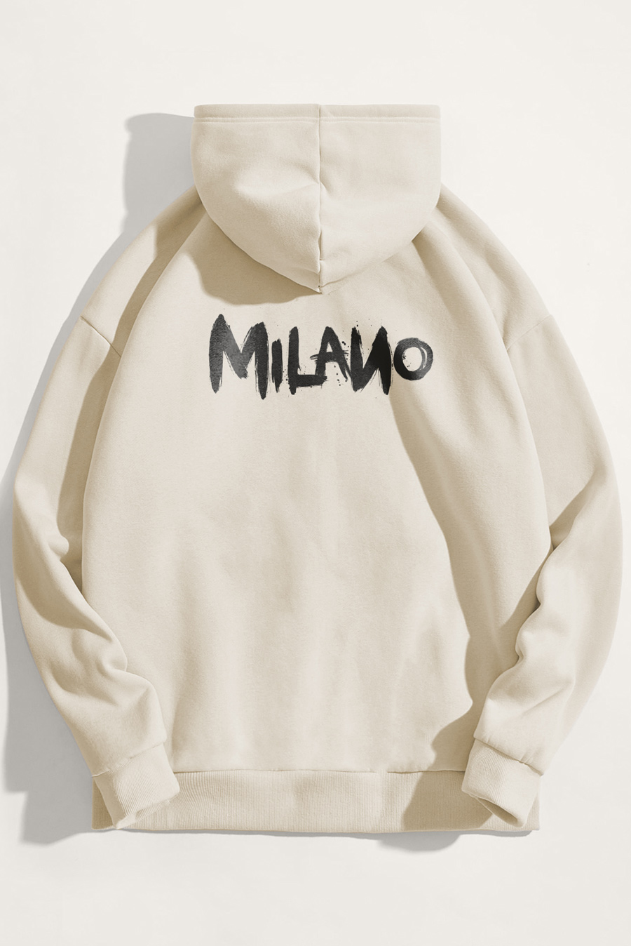 Levně Mikina s Kapucí, Barva Ekru, s Potiskem Milano