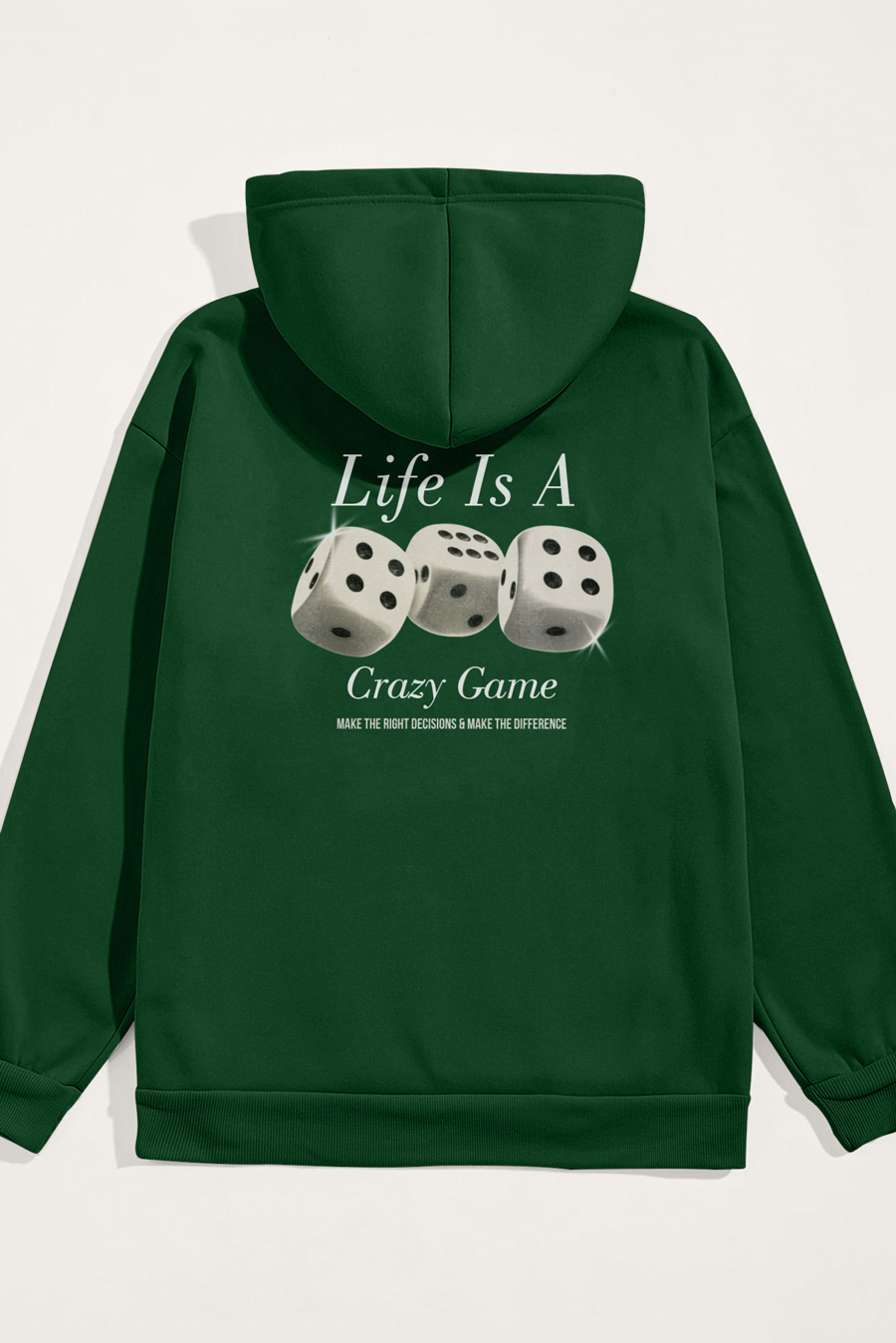 Levně Mikina s Kapucí, Barva Zelená, s Potiskem Life Is A Game