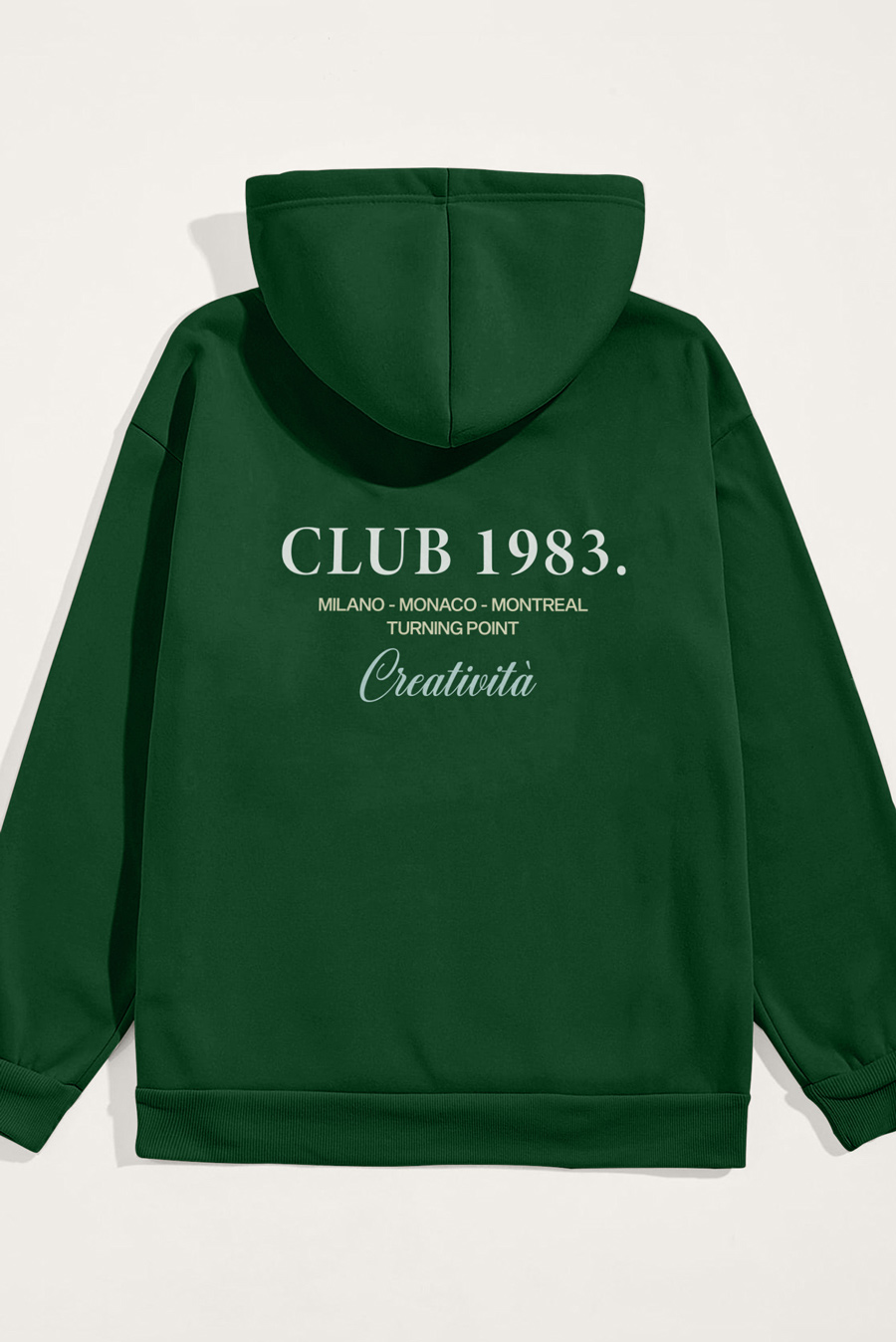 Levně Mikina s Kapucí, Barva Zelená, s Potiskem Club 1983