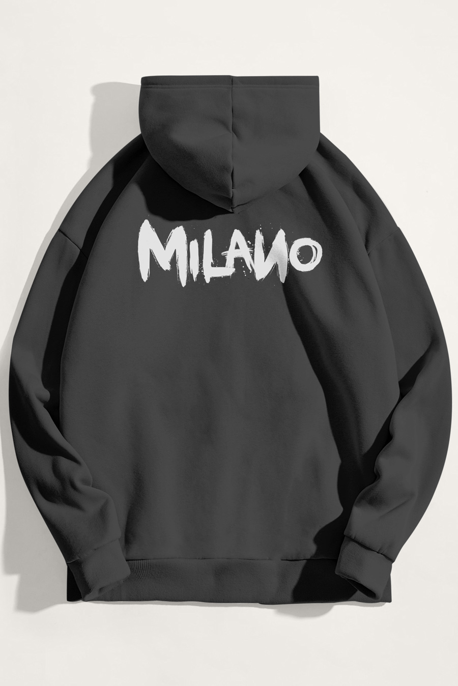 Levně Mikina s Kapucí, Barva Železitě Šedá, s Potiskem Milano