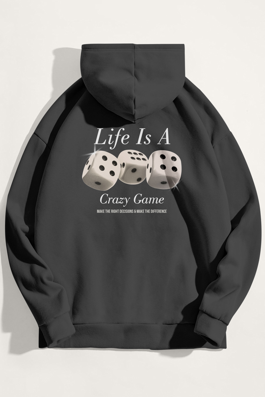 Levně Mikina s Kapucí, Barva Železitě Šedá, s Potiskem Life Is A Game
