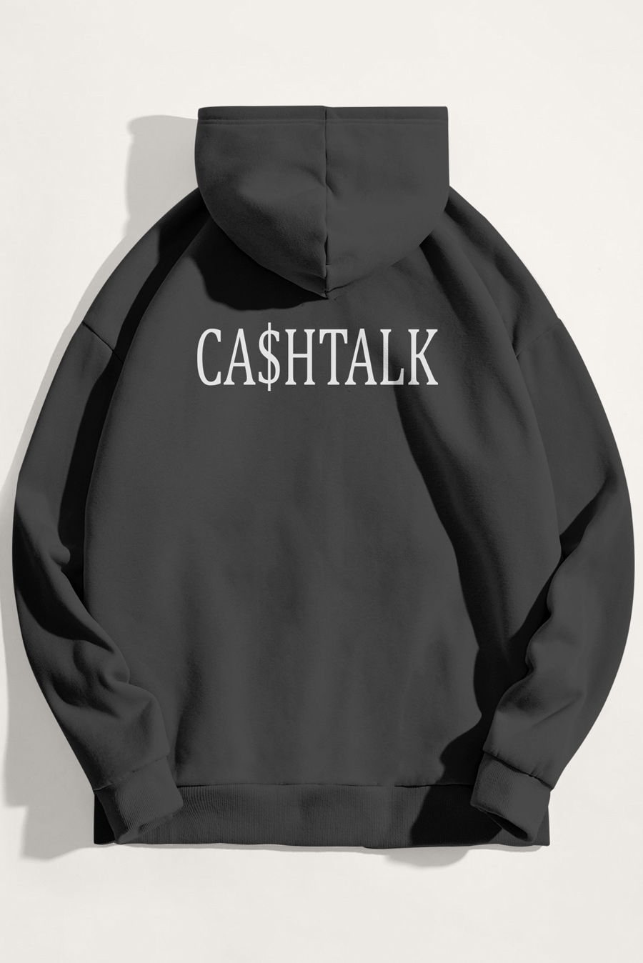 Levně Mikina s Kapucí, Barva Železitě Šedá, s Potiskem Cashtalk