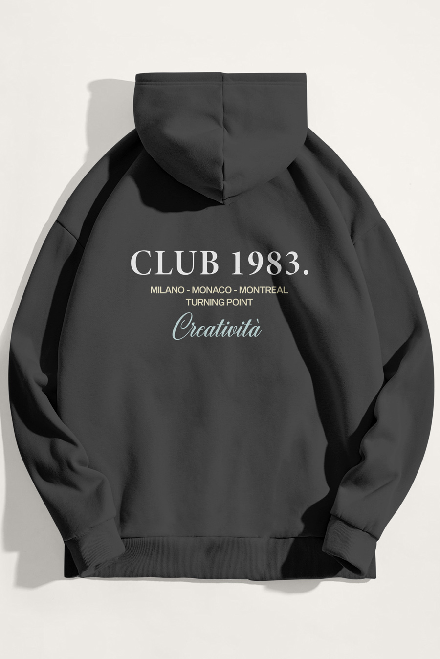 Levně Mikina s Kapucí, Barva Železitě Šedá, s Potiskem Club 1983