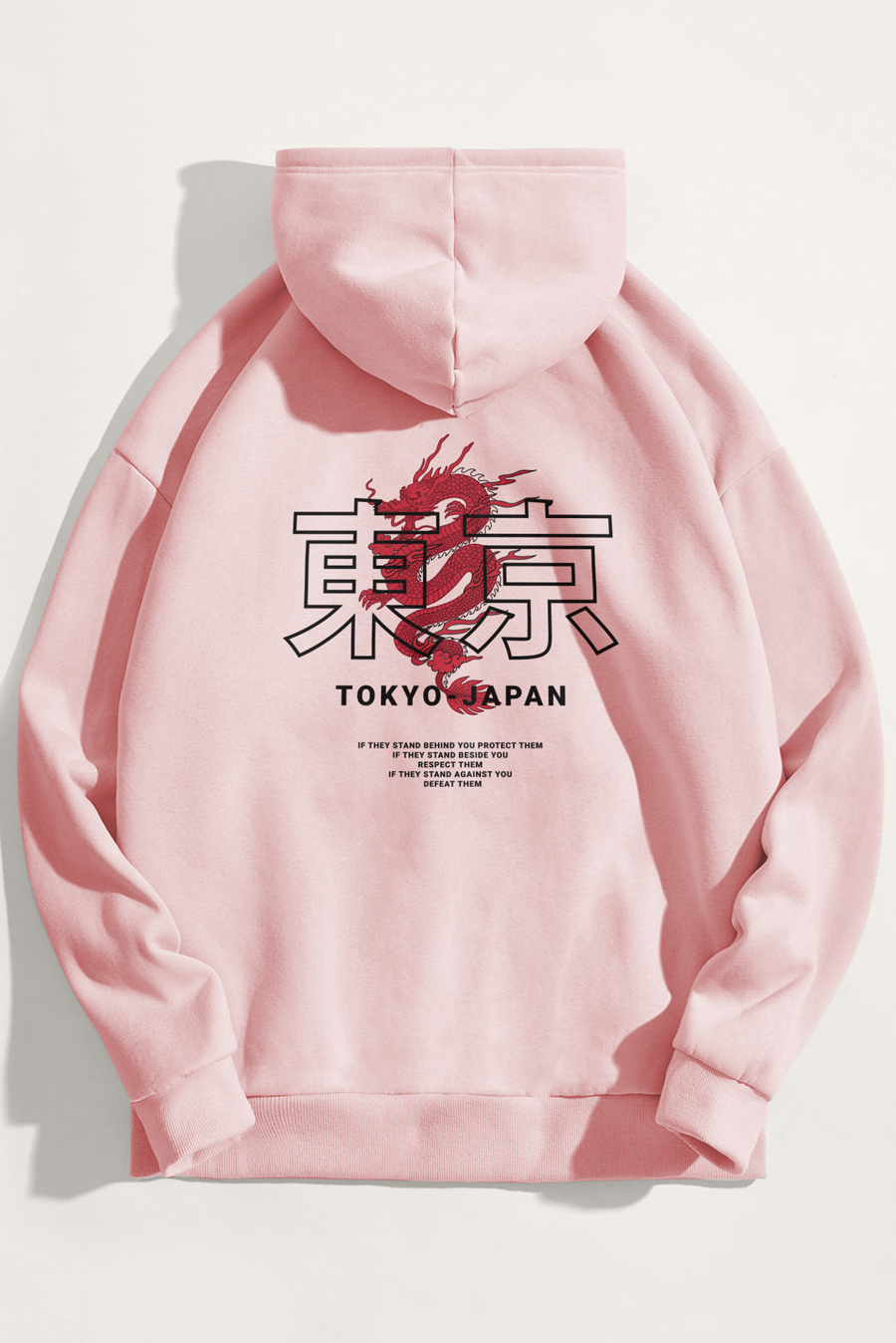 Levně Mikina s Kapucí, Barva Růžová, s Potiskem Japanese Dragon
