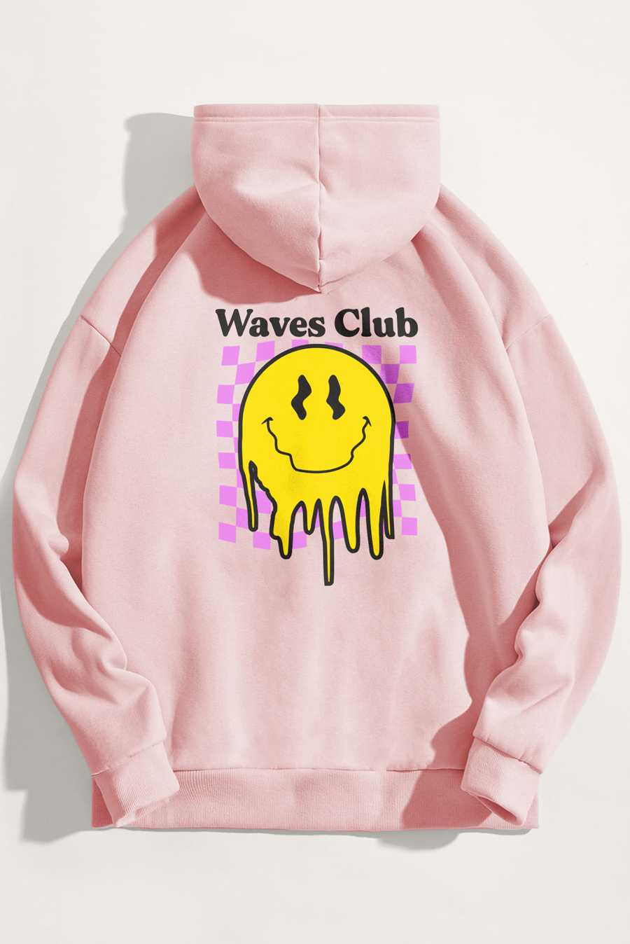 Levně Mikina s Kapucí, Barva Růžová, s Potiskem Waves Club