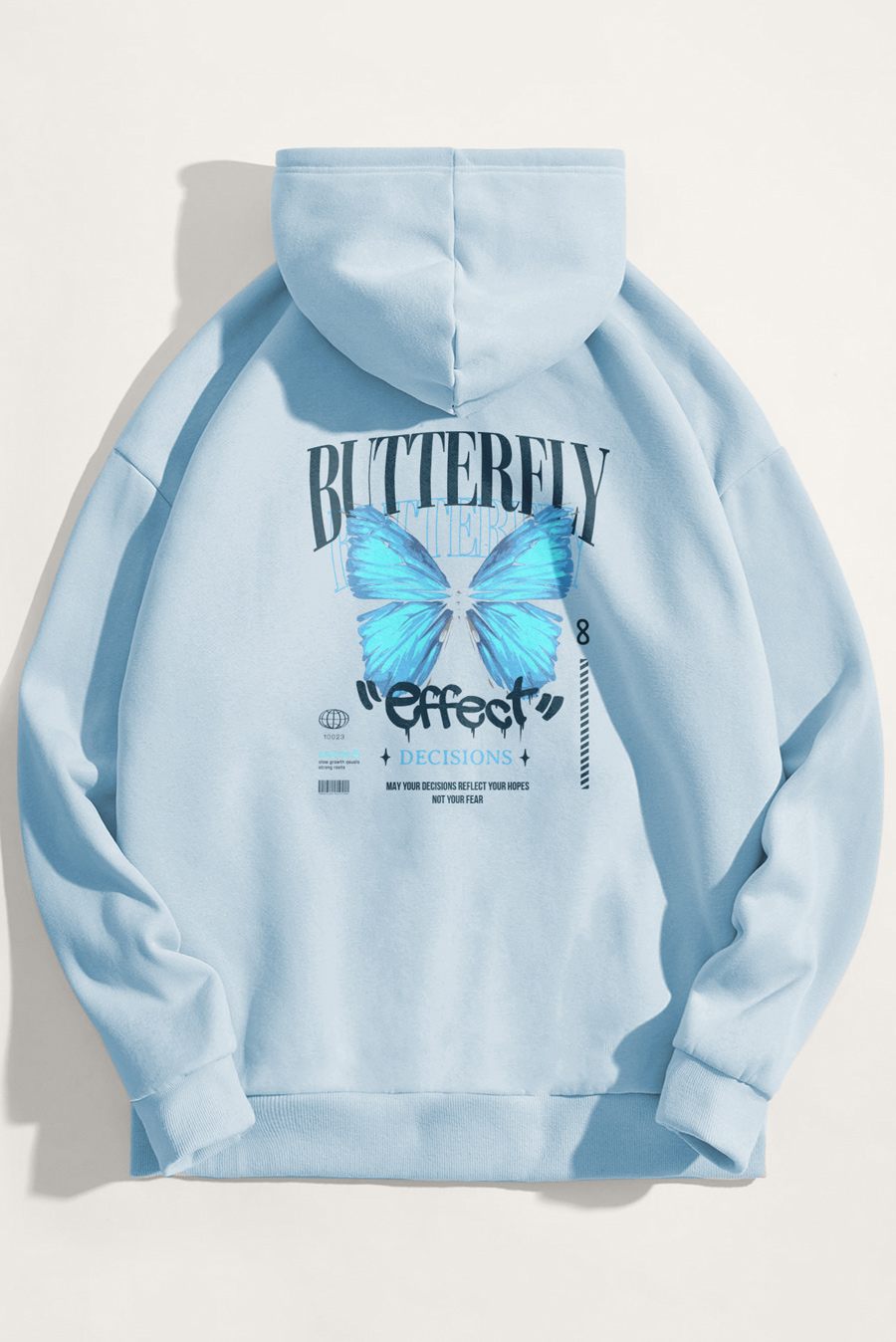 Levně Mikina s Kapucí, Barva Nebesky Modrá , s Potiskem Butterfly Effect
