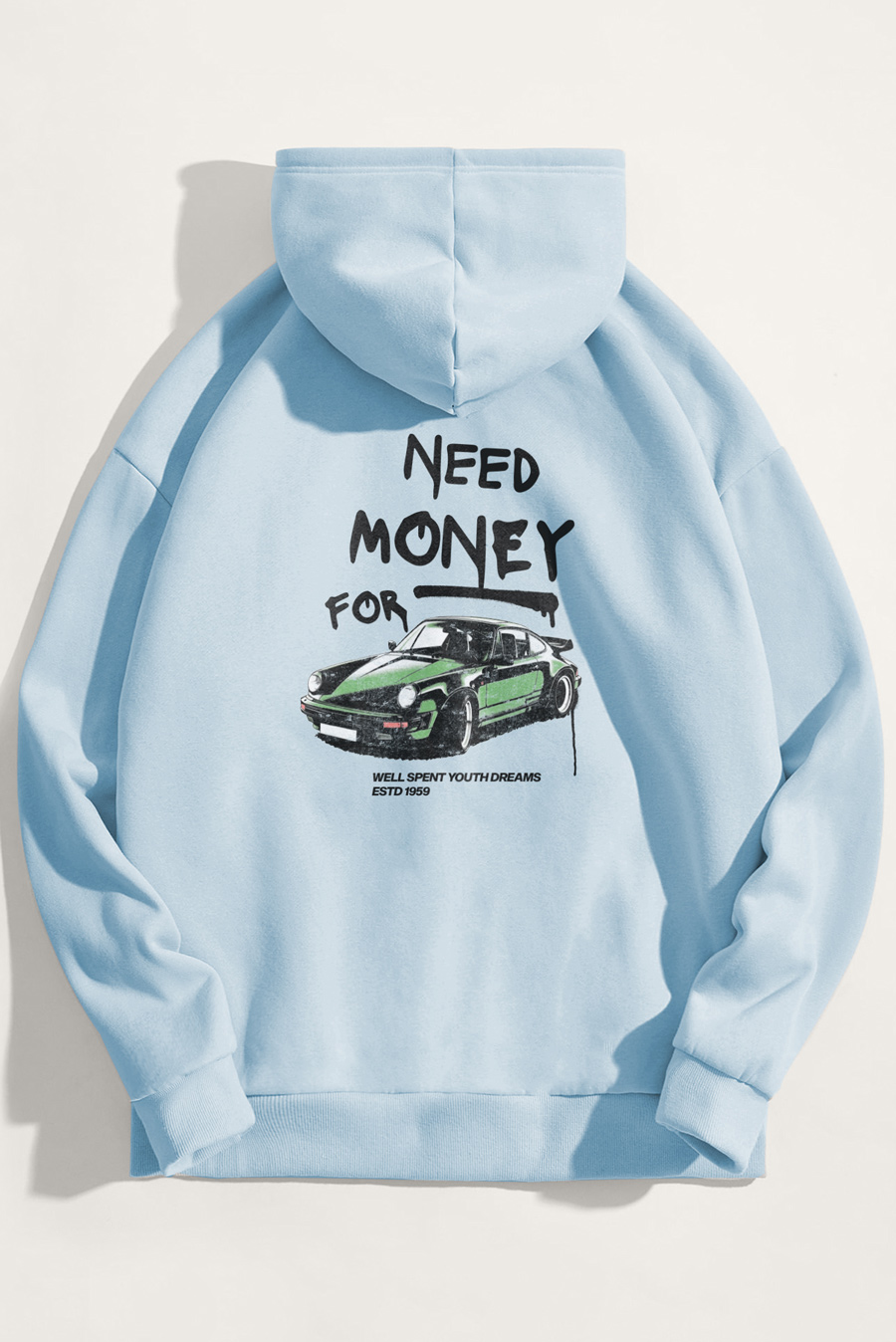 Levně Mikina s Kapucí, Barva Nebesky Modrá , s Potiskem Need Money For