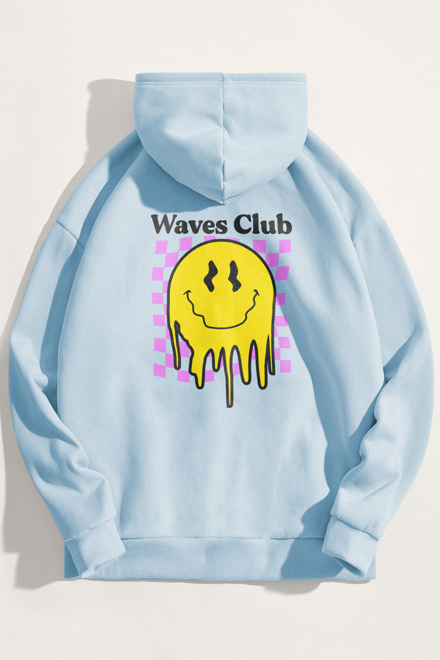 Levně Mikina s Kapucí, Barva Nebesky Modrá , s Potiskem Waves Club