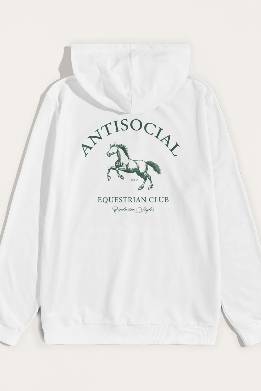 Levně Mikina s Kapucí, Barva Bílá, s Potiskem Antisocial Club