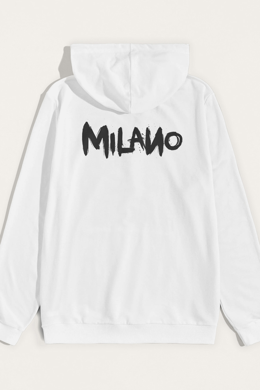 Levně Mikina s Kapucí, Barva Bílá, s Potiskem Milano