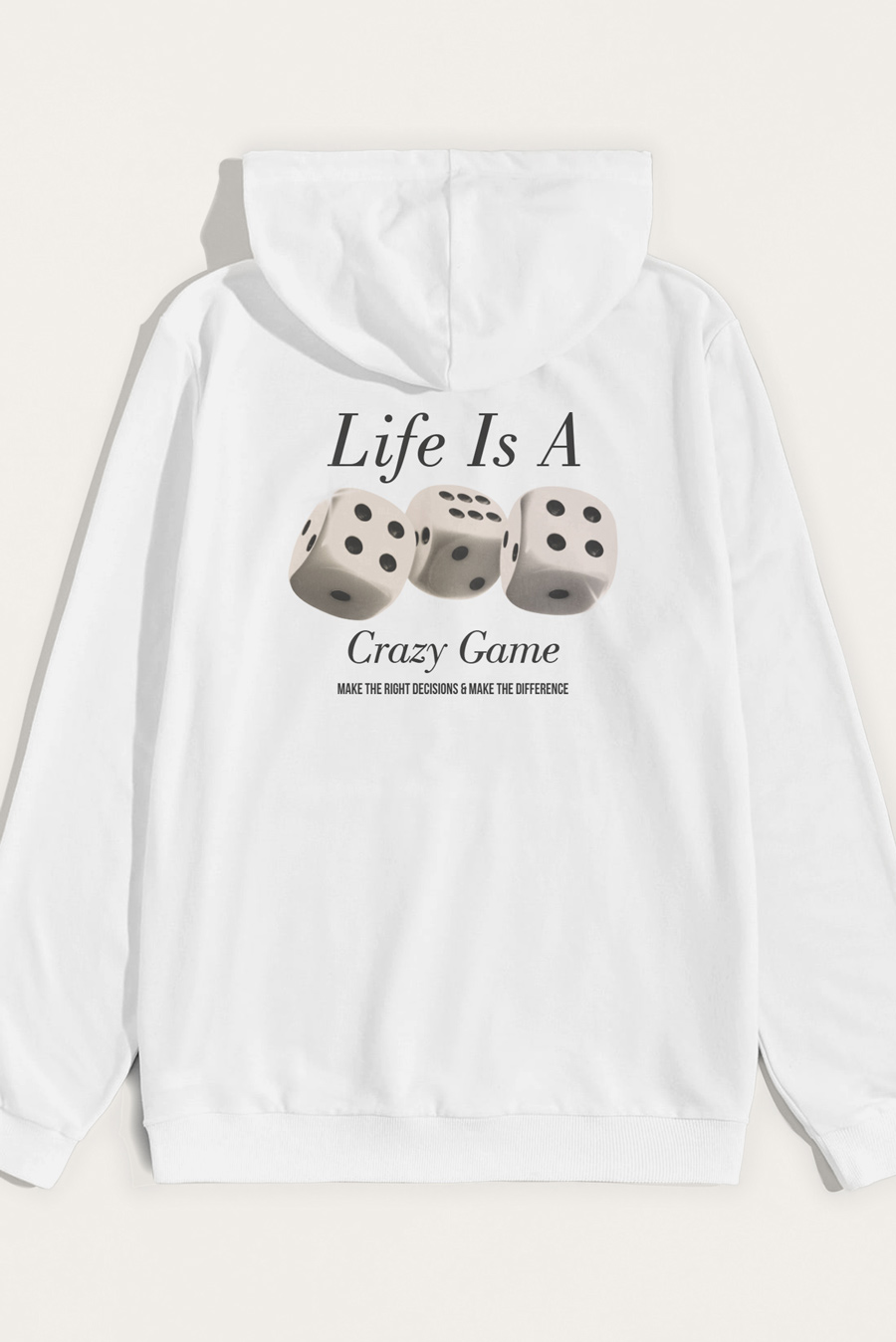Levně Mikina s Kapucí, Barva Bílá, s Potiskem Life Is A Game