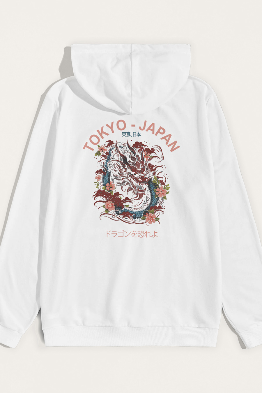 Levně Mikina s Kapucí, Barva Bílá, s Potiskem Blue Dragon Japan
