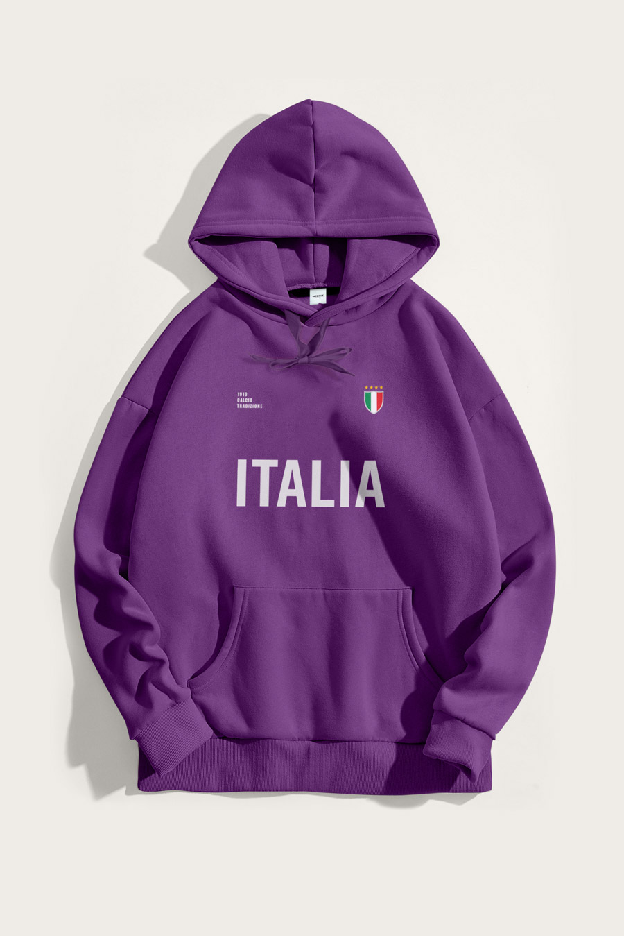 Levně Mikina s Kapucí, Barva Fialová , s Potiskem Italia Bold