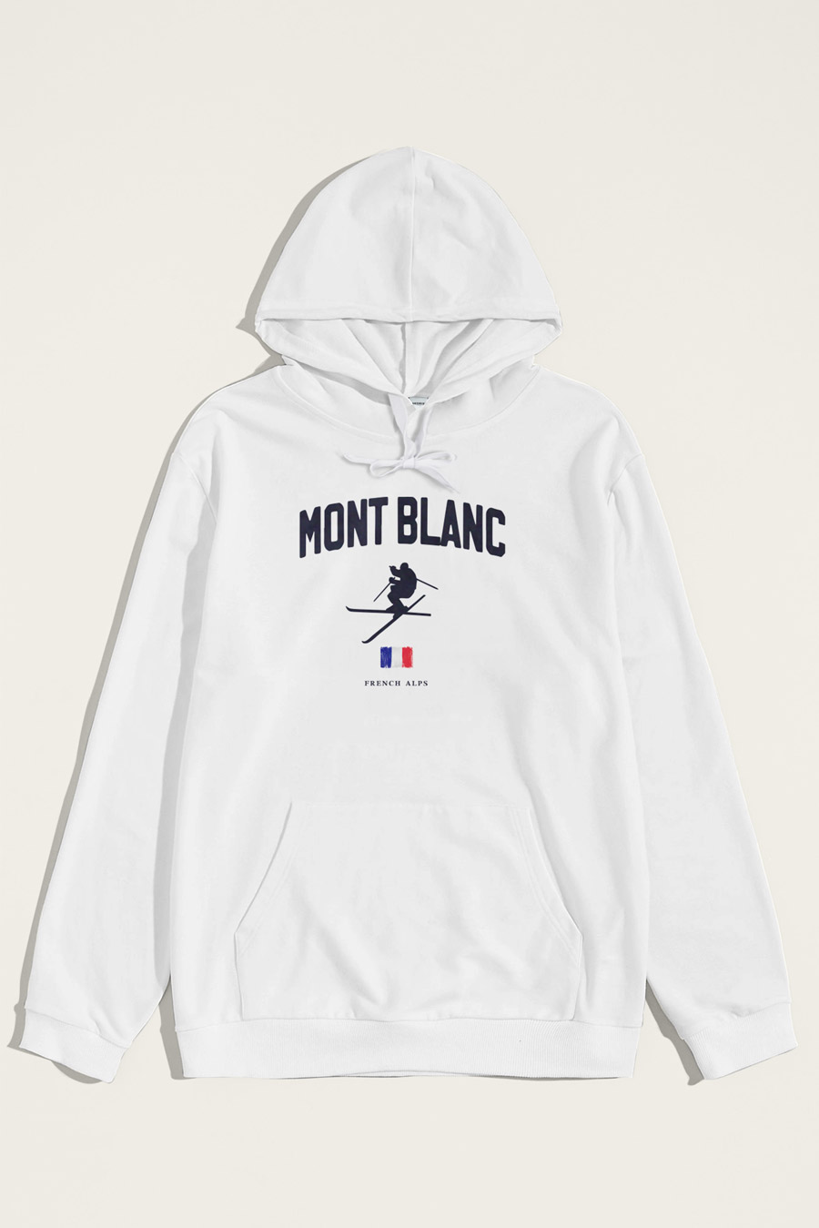 Levně Mikina s Kapucí, Barva Bílá, s Potiskem Mont Blanc Alps