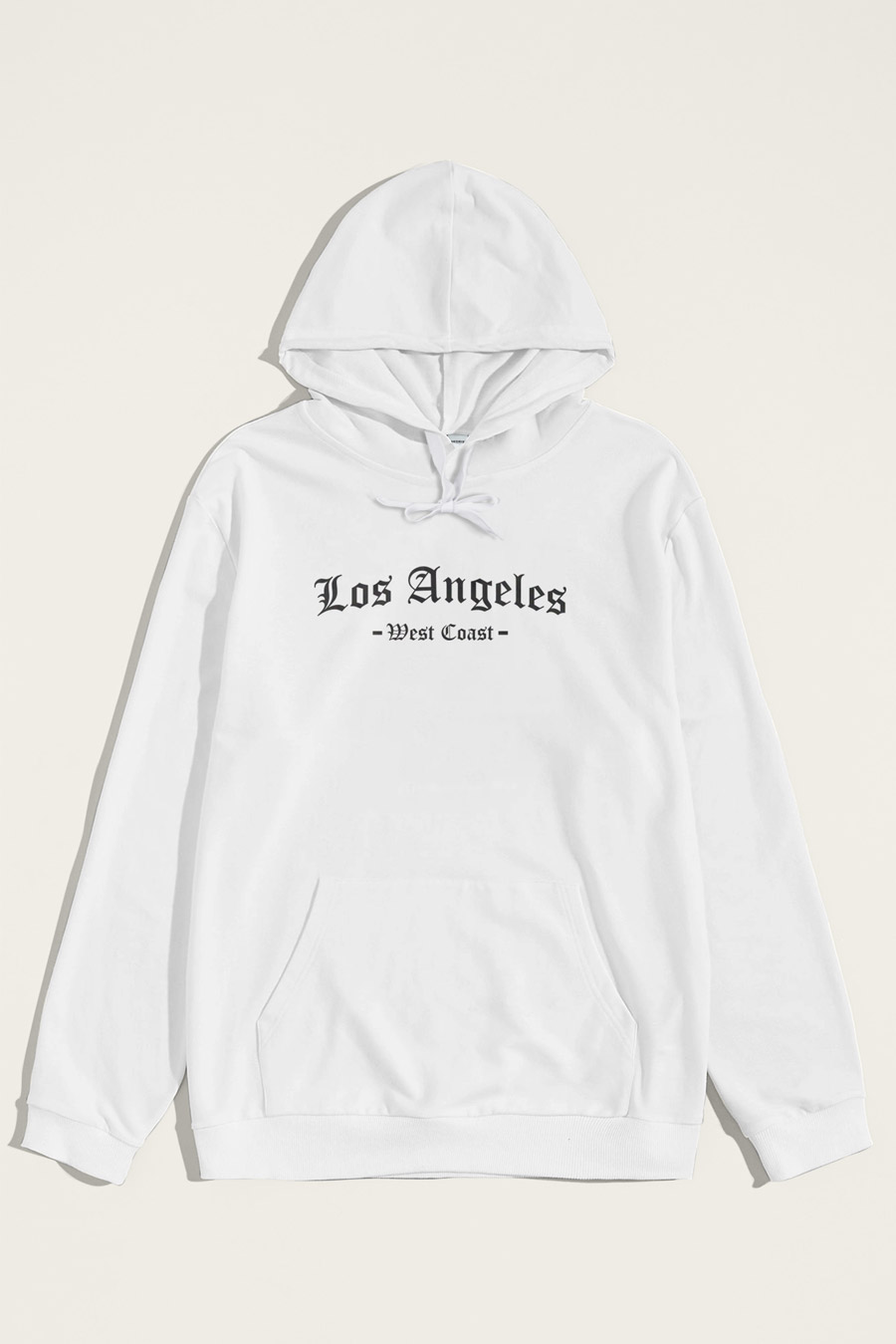 Levně Mikina s Kapucí, Barva Bílá, s Potiskem West Coast Los Angeles
