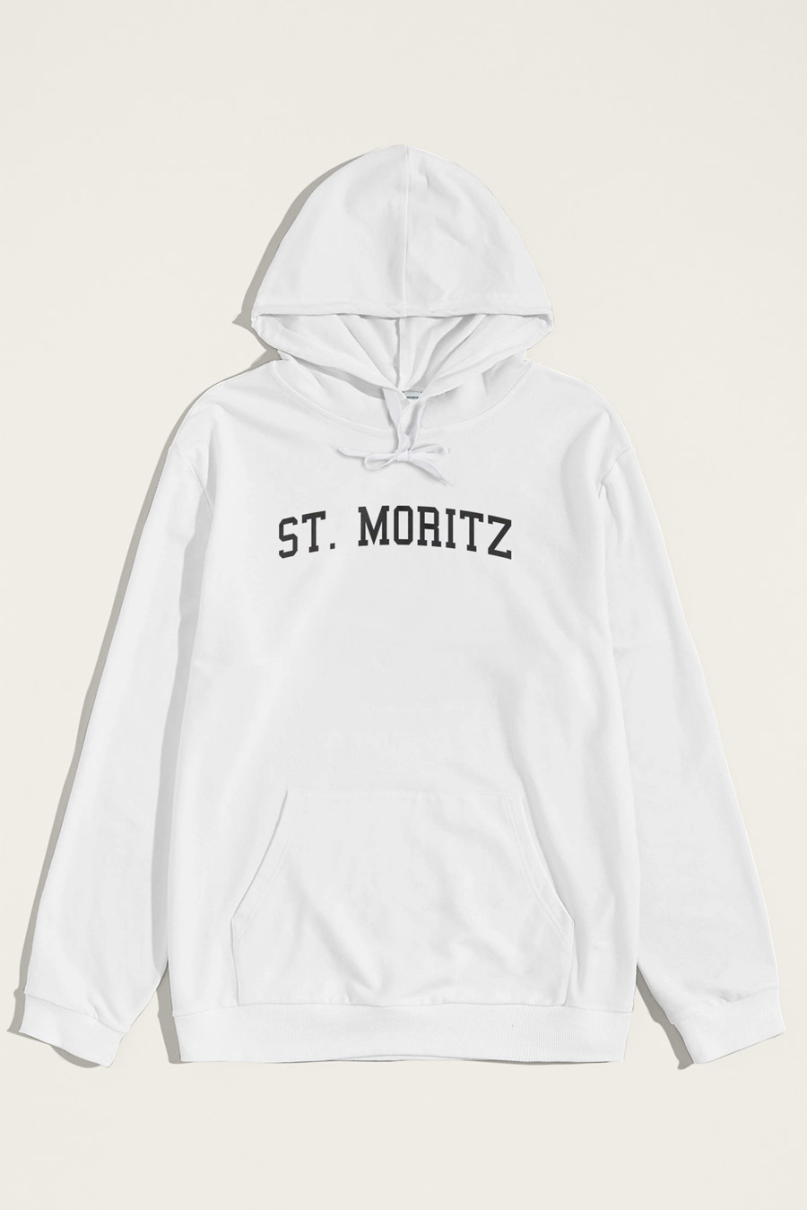 Levně Mikina s Kapucí, Barva Bílá, s Potiskem St. Moritz