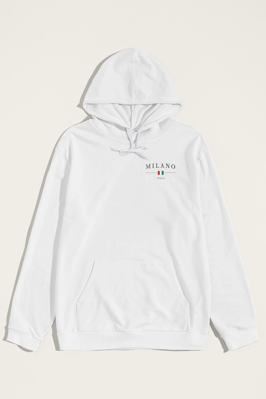 Levně Mikina s Kapucí, Barva Bílá, s Potiskem Milano Italia Minimal