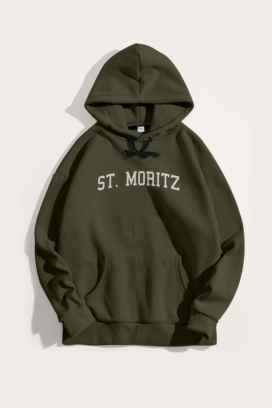 Levně Mikina s Kapucí, Barva Khaki, s Potiskem St. Moritz