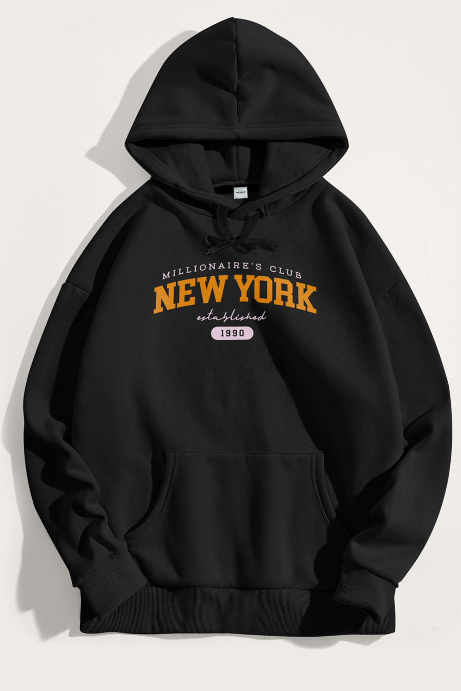 Levně Mikina s Kapucí, Barva Černá, s Potiskem New York Millionaires