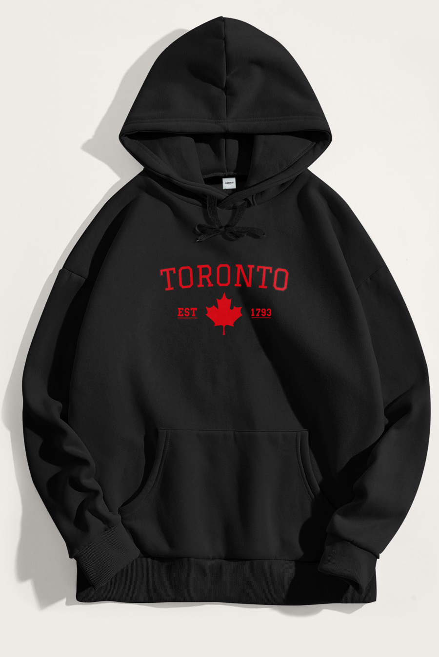 Levně Mikina s Kapucí, Barva Černá, s Potiskem Toronto
