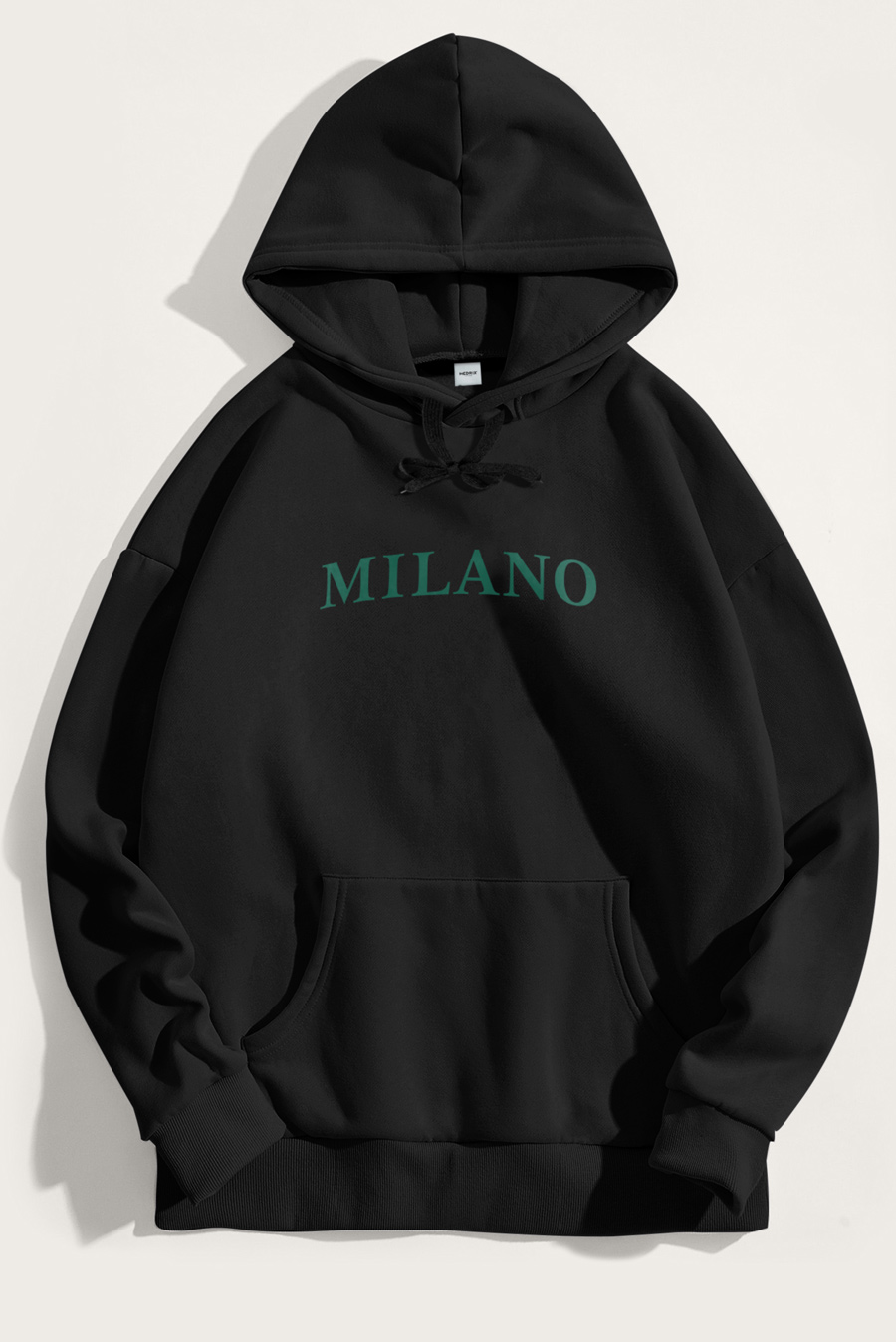 Levně Mikina s Kapucí, Barva Černá, s Potiskem Milano Green