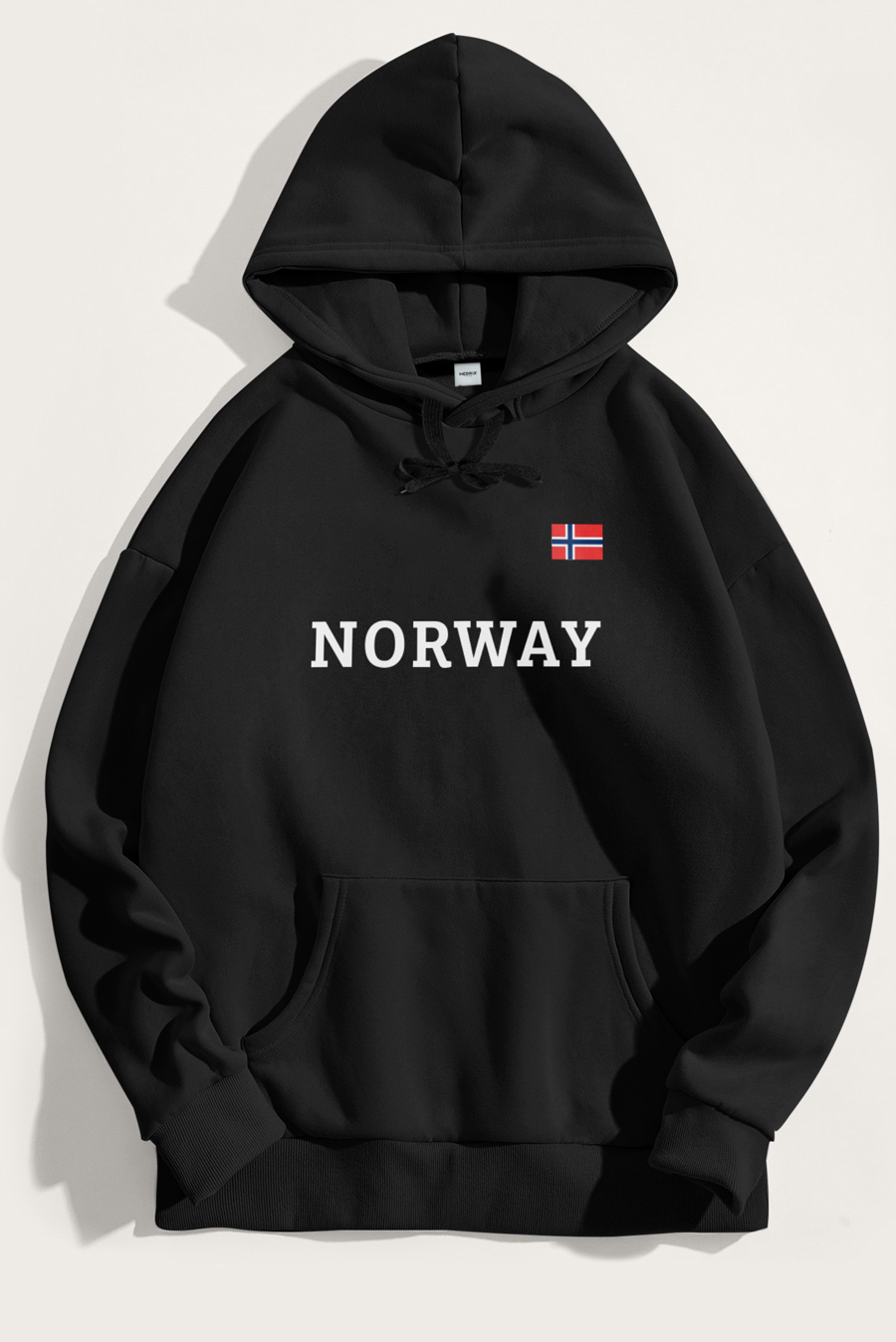 Levně Mikina s Kapucí, Barva Černá, s Potiskem Norway