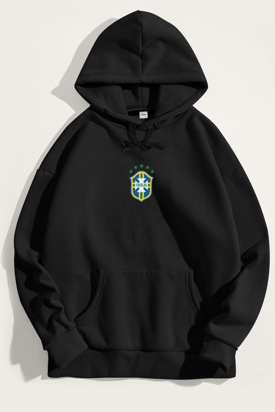 Levně Mikina s Kapucí, Barva Černá, s Potiskem Favelas