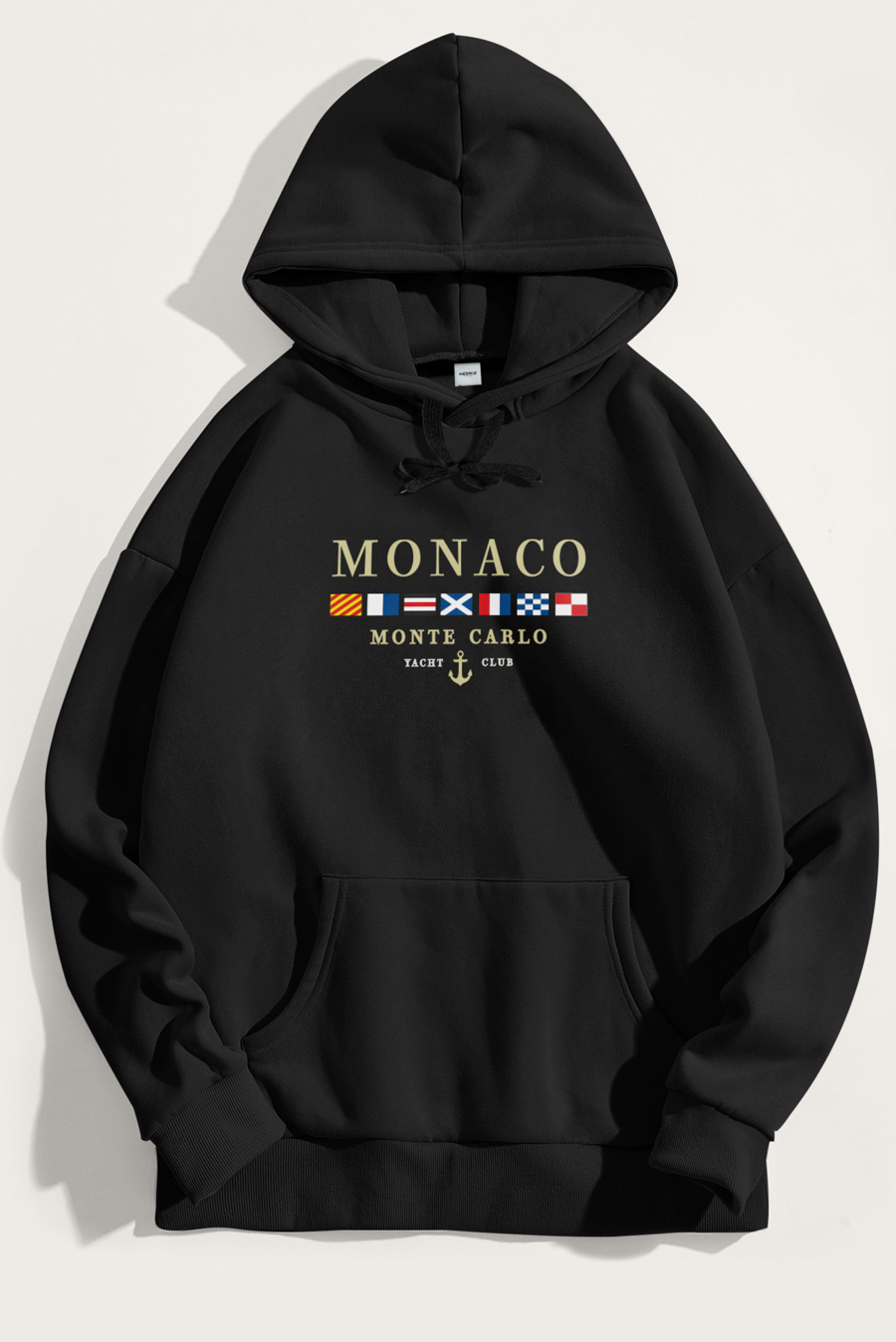 Levně Mikina s Kapucí, Barva Černá, s Potiskem Monte Carlo