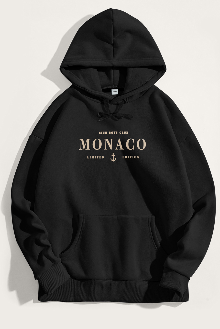 Levně Mikina s Kapucí, Barva Černá, s Potiskem Monaco