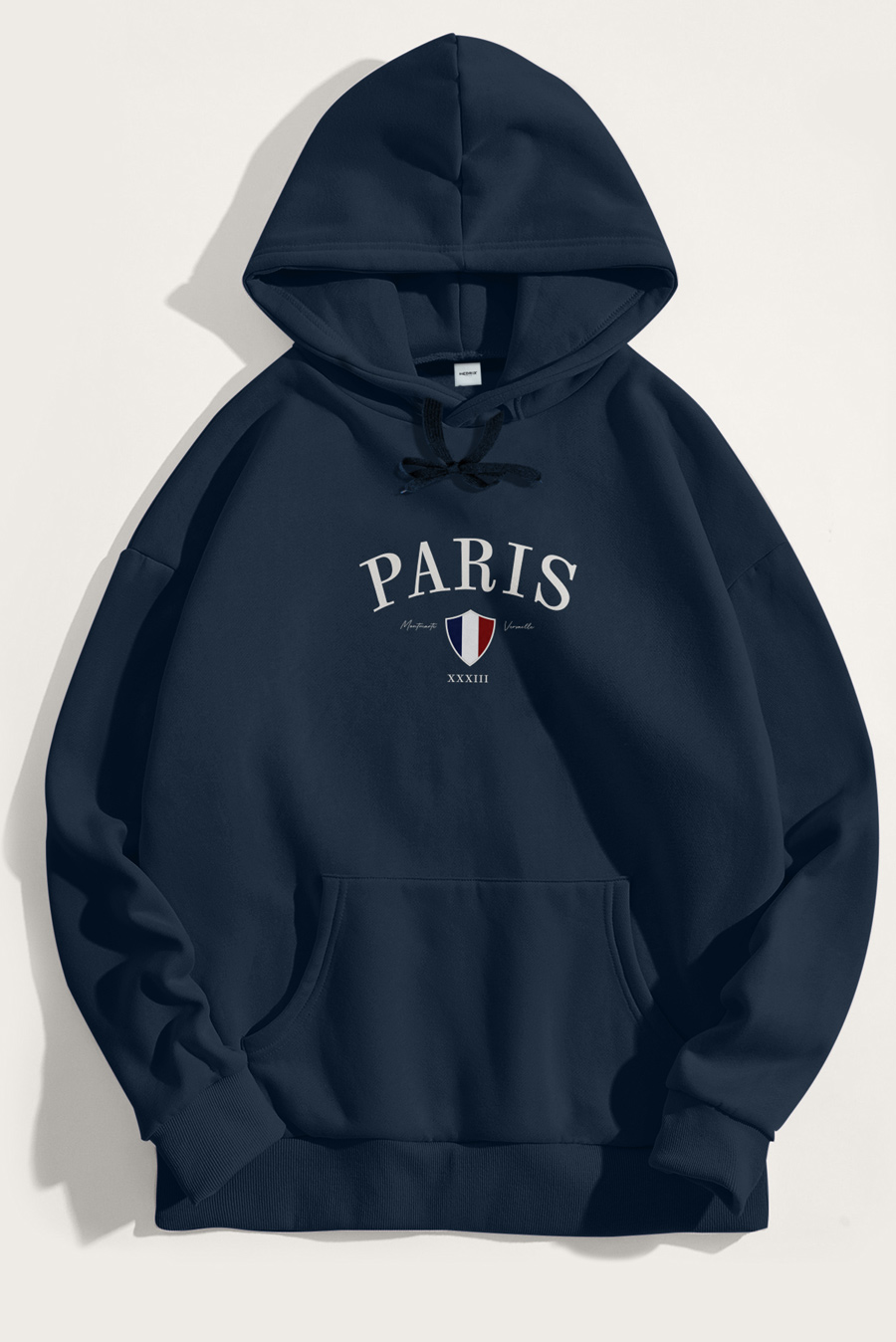 Levně Mikina s Kapucí, Barva Modrá, s Potiskem Paris XXXIII