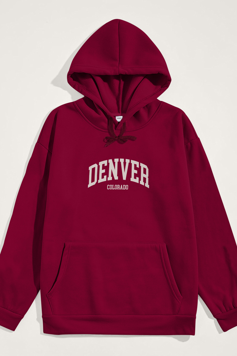 Levně Mikina s Kapucí, Barva Bordó, s Potiskem Denver Colorado