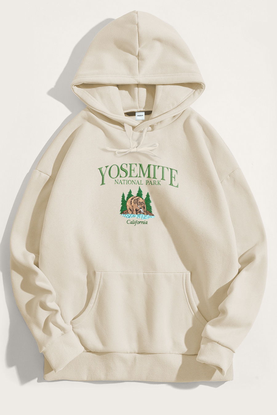 Levně Mikina s Kapucí, Barva Ekru, s Potiskem Yosemite Park