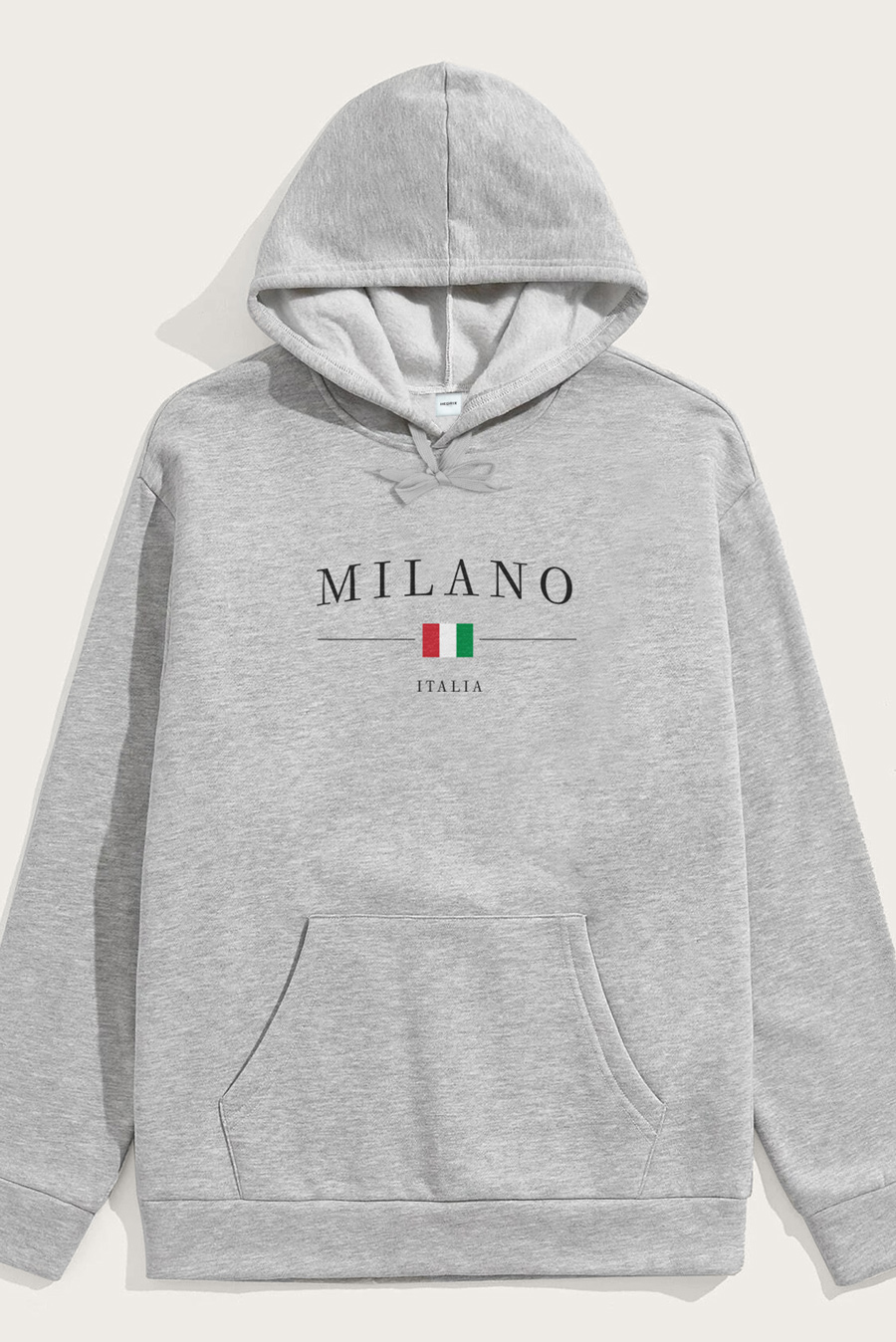 Levně Mikina s Kapucí, Barva Šedá, s Potiskem Milano Italia