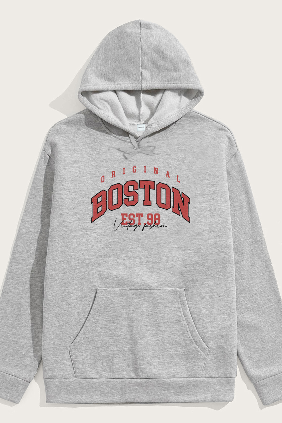 Levně Mikina s Kapucí, Barva Šedá, s Potiskem Boston Original