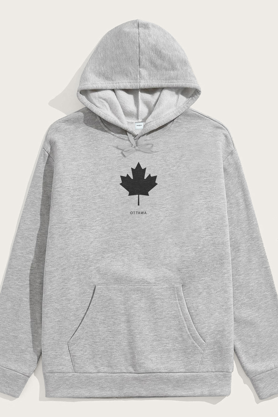 Levně Mikina s Kapucí, Barva Šedá, s Potiskem Ottawa Canada