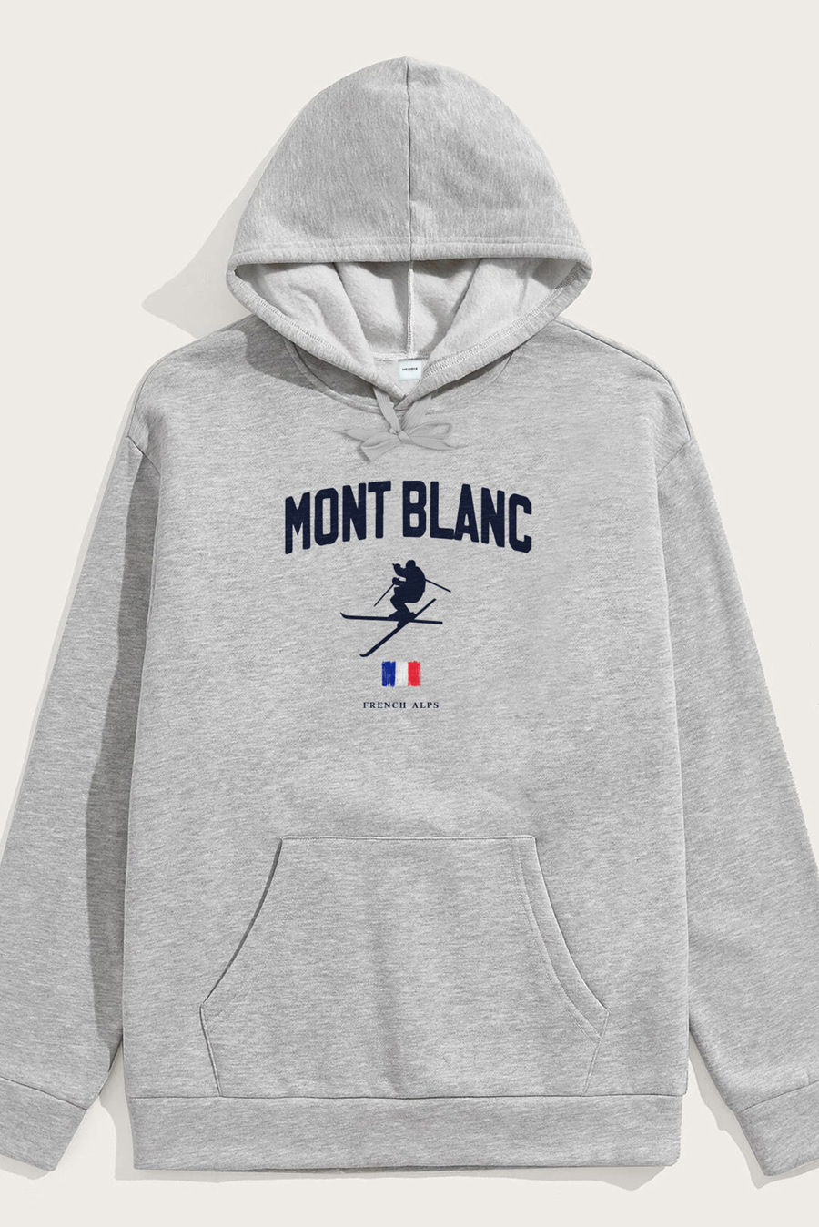 Levně Mikina s Kapucí, Barva Šedá, s Potiskem Mont Blanc Alps